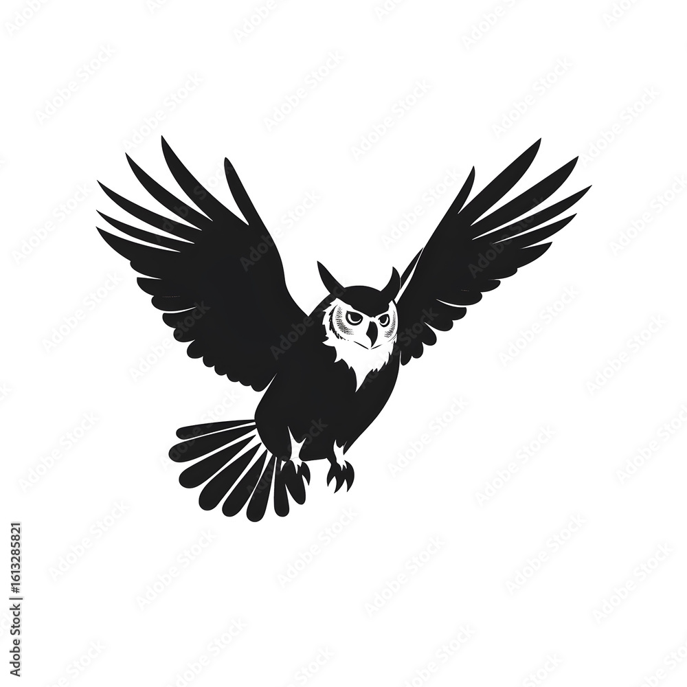 Obraz premium owl flying silhouette