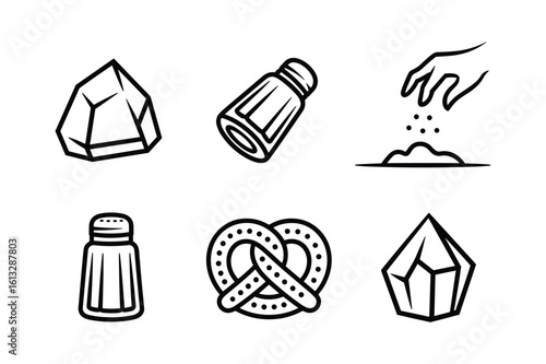 Crystalline salt shaker pretzel hand sprinkling seasoning salt crystal