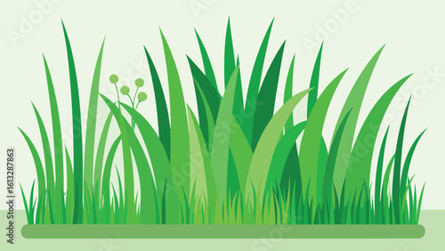 Vector art of vibrant green grass blades in a natural setting