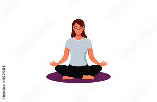 Woman Meditating Illustration a Serene Image of Wellness and Balance Mindfulness and Yoga for Stress Reduction and Mental Clarity