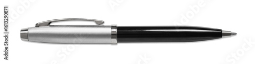 Fotografía Ballpoint pen isolated in transparent PNG, top view of black pen, business offic