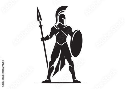 knight spartan logo silhouette vector, spartan warrior logo vector illustration, greek spartan warrior vector silhouette, silhouette of a spartan warrior logo vector silhouette on white background