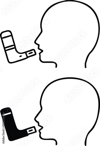 black inhaler and head outline clip art preview