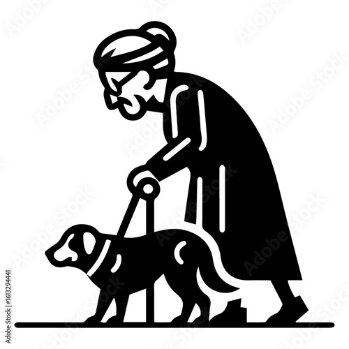 Enduring Companionship: Elderly Woman and Dog