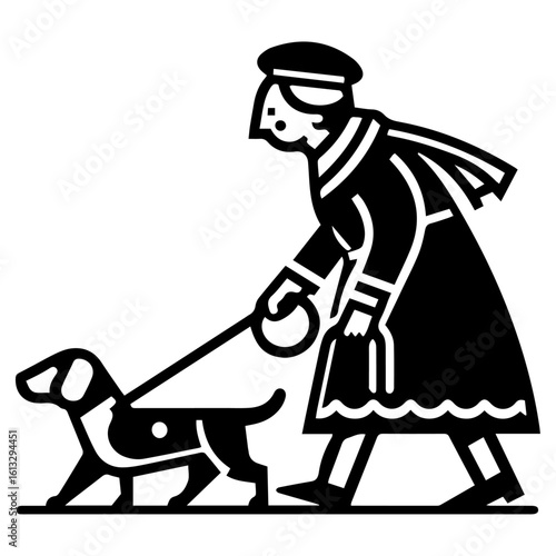 Enduring Companionship: Elderly Woman and Dog