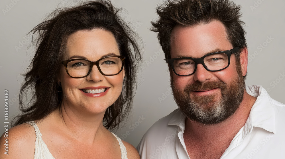 Fototapeta premium Joyful Affinity: Smiling Couple's Casual Portrait