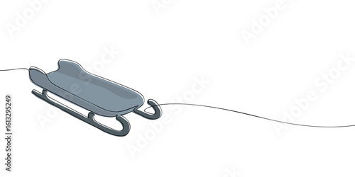 One line colored drawing of a luge sled. Minimalist linear illustration. Winter sliding sport and Olympic games concept.
