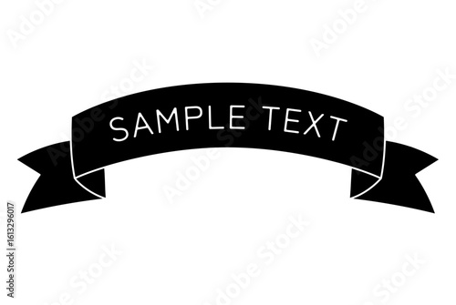 Vintage hand-drawn ribbon banner illustration with editable text