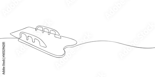 Continuous line drawing of a skeleton sled. Winter sliding sport equipment and Olympic games concept.