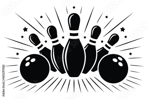 Bowling Pins and Balls Strike Graphic Design
