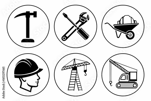 Construction Industry Icons Set.