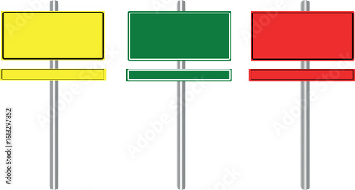 Wallpaper Mural Blank road signs in yellow green and red offering versatile customization for wayfinding and advertising Torontodigital.ca