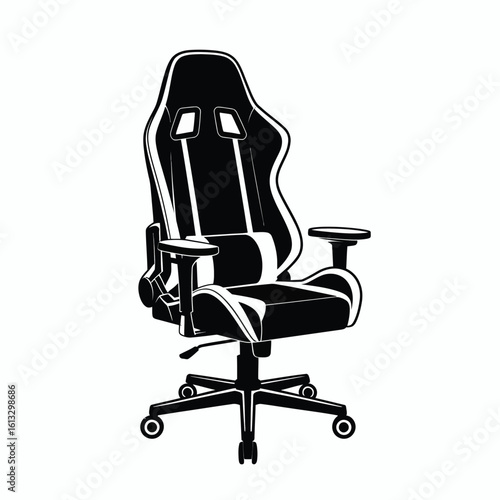 Black and White Gaming Chair Illustration on a White Background