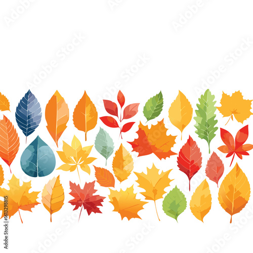 Watercolor fall leaves vector set