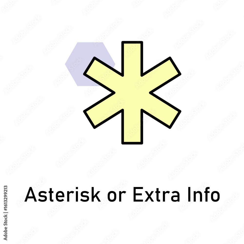 Obraz premium Asterisk Icon – Extra Info, Important Note, Details, Highlight, Footnote, Emphasis, Symbol, Special Mark, Alert, Attention