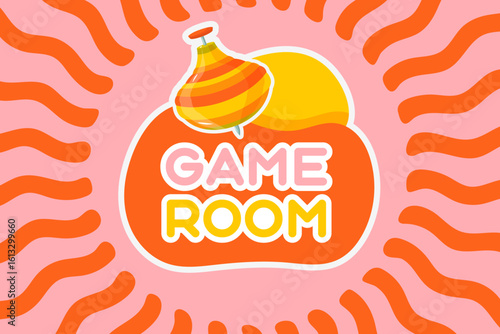 Vector cartoon image of signboard for children's areas or children's rooms. Concept of entertainment and games for children. Element for your design