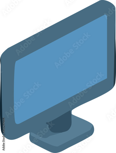 An isometric illustration of a modern flat-screen computer monitor with a blue screen.