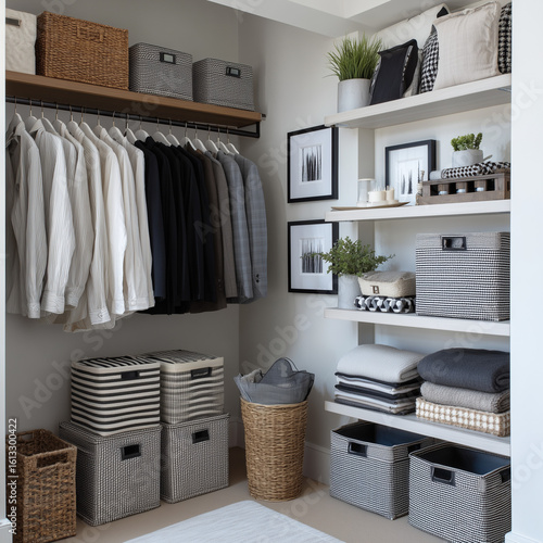 Flat lay of neutral-toned storage boxes with custom labels. A perfect representation of home organization, minimal lifestyle, and interior trends.