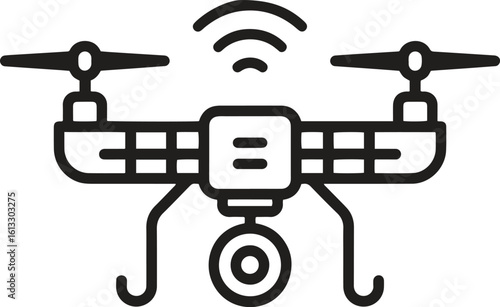 Drone with camera icon. Flying, recording, aerial, technology vector illustration