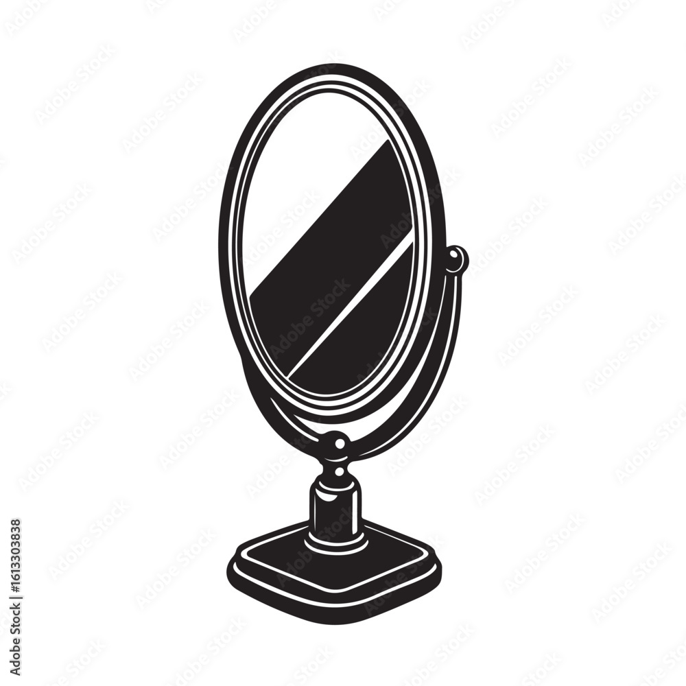 Obraz premium Mirror on Stand Silhouette Vector Illustration