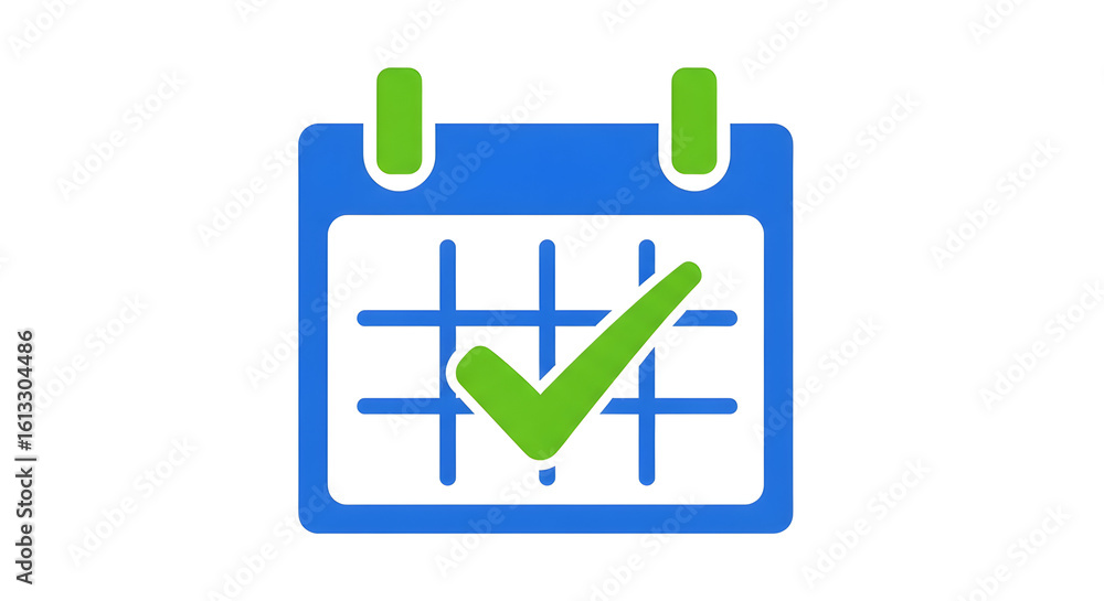 Calendar icon with a green checkmark, schedule, appointment, planning concept Calendar icon with a green checkmark, schedule, appointment, planning concept