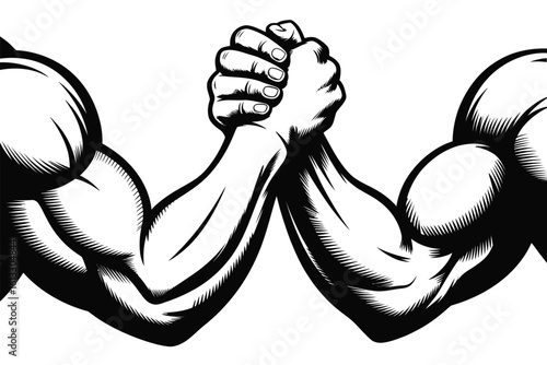 Muscular Arms in Arm Wrestling Match Graphic