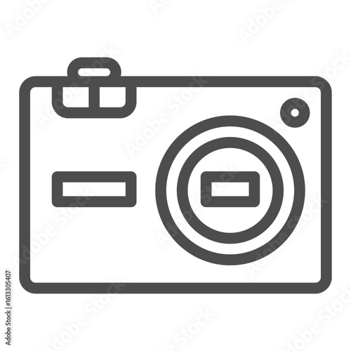 Ordinary digital camera line icon, portable photo electronics concept, photocamera sign on white background, outline style icon for mobile and web design. Vector graphics.