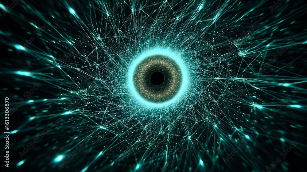 Obraz premium A captivating abstract digital design featuring a glowing circular core and intricate lines.