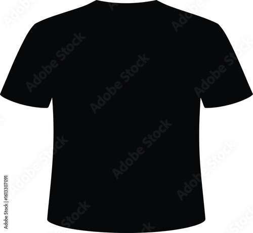 Classic black t-shirt template perfect for showcasing brand designs and merchandise concepts, easily customizable for various styles