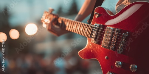 The Electric Guitar Shining in a Vibrant Outdoor Performance Setting