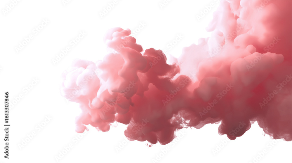 Fototapeta premium Abstract view of pink smoke isolated on white background