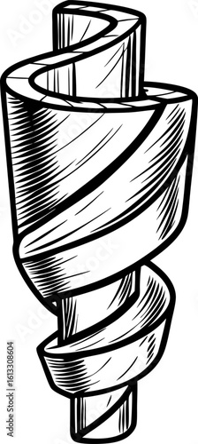 Hand drawn fusilli pasta twist sketch spiral noodle illustration italian food ingredient, culinary art element