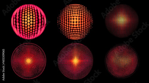 Abstract spheres with vibrant colors and intricate patterns for creative designs.