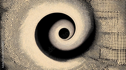 Abstract spiral graphic in contrasting tones, perfect for artistic projects and designs.