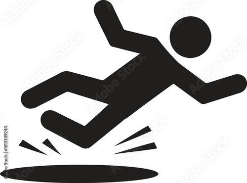 Person Slipping Icon - Safety Hazard Warning Vector Symbol
