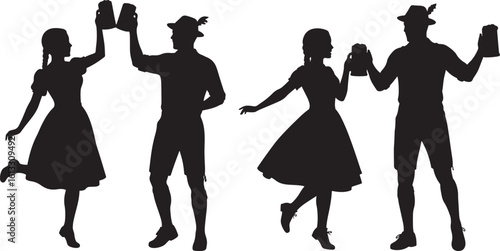 Couple dancing in traditional german clothing silhouette