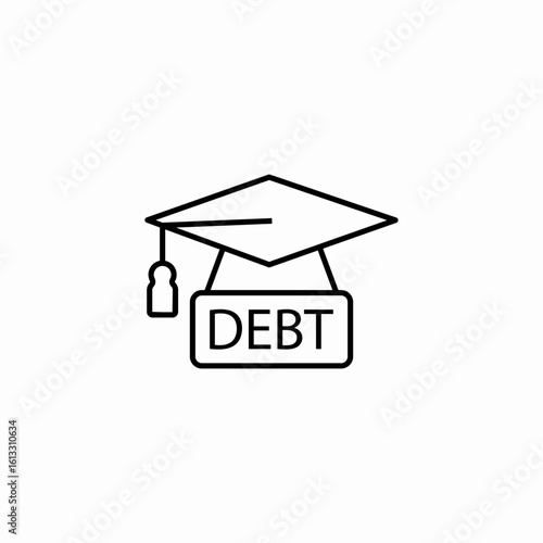 graduation cap debt icon sign vector