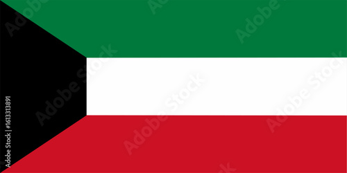 National flag of Kuwait. Kuwait flag vector illustration. Official national colors. Official standard size, ratio, proportion. Perfect for educational, political, or geographic design projects.