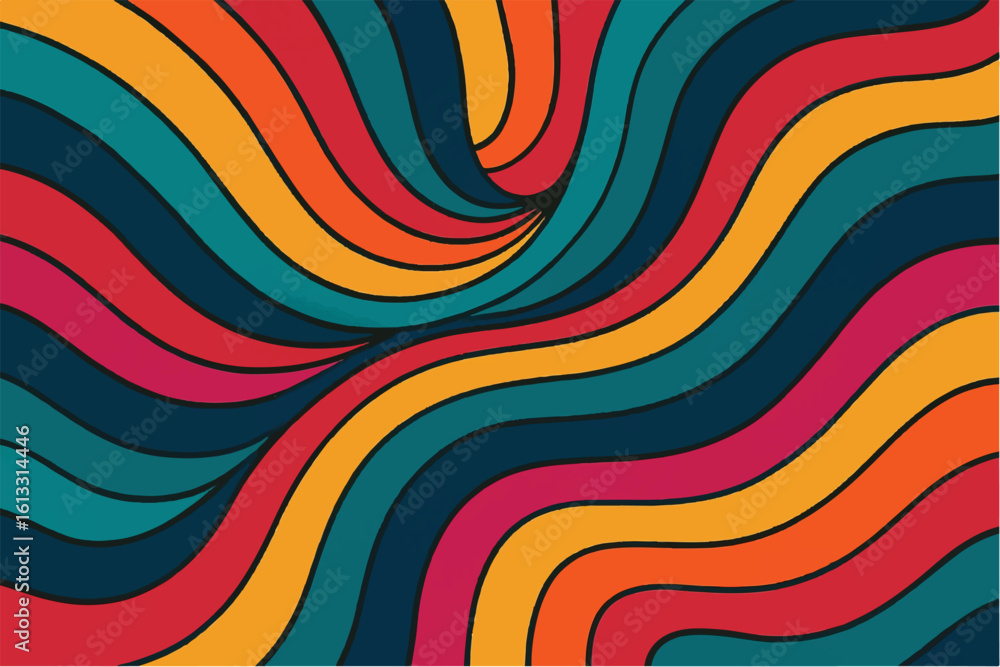 Obraz premium Colorful and Abstract Wavy Patterns Modern and Retro Designs