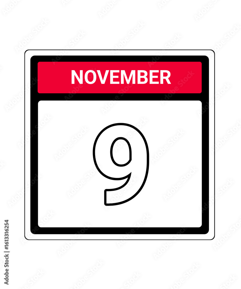 calendar icon November month date 9 calendar icon November month date 9