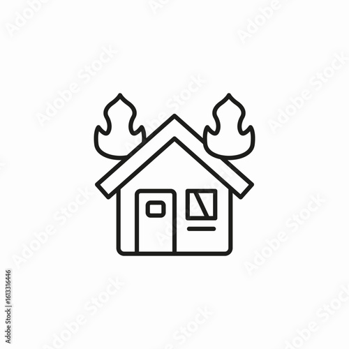 burning house fire icon sign vector