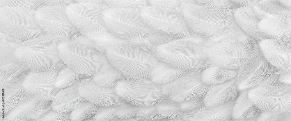 Fototapeta premium Generative AI, White Feather Texture Background