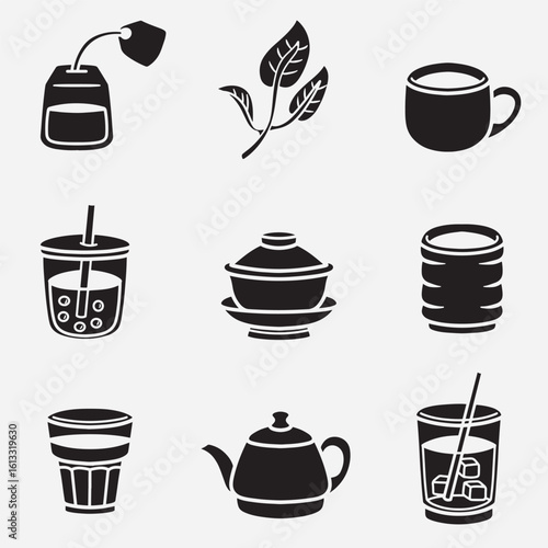 set of tea good for icon, symbol, element design, silhouette design, etc