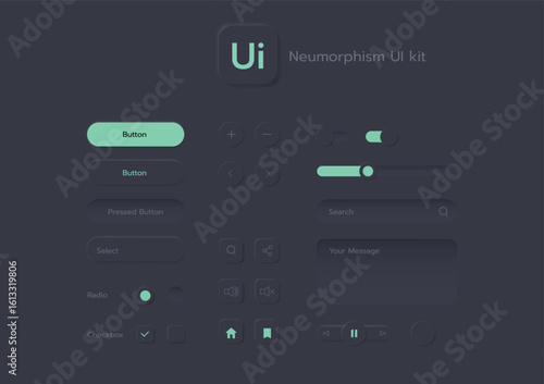 3D Neumorphic Soft UI Design. 3D Bottons.
