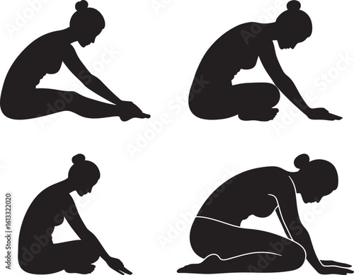 Woman s yoga poses silhouette in seated positions