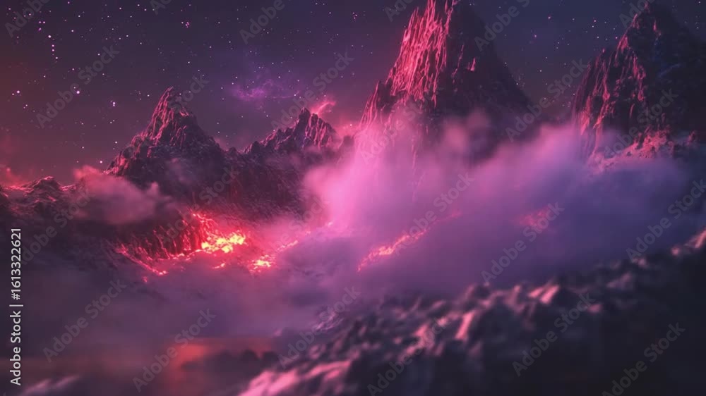 Dramatic Purple Mountain Landscape with Stormy Sky Dramatic Purple Mountain Landscape with Stormy Sky