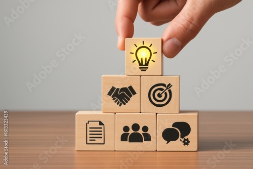 Building blocks of success idea partnership goals teamwork and communication