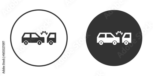 Rear end collision icon vector graphics in trendy flat design.