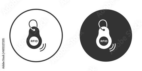 RFID key tag icon vector graphics in trendy flat design.