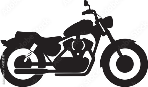 Black silhouette of a classic motorcycle white vehicle